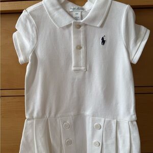 Polo by Ralph Lauren White Kids Polo Dress with Navy Logo